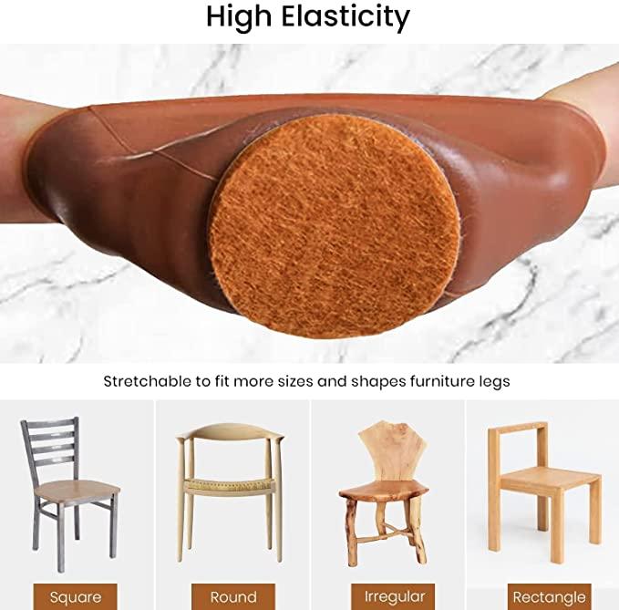 Silicone Chair Leg Protectors with Felt for Hardwood Floors