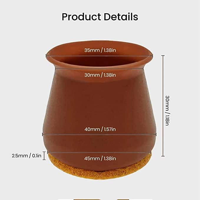 Silicone Chair Leg Protectors with Felt for Hardwood Floors