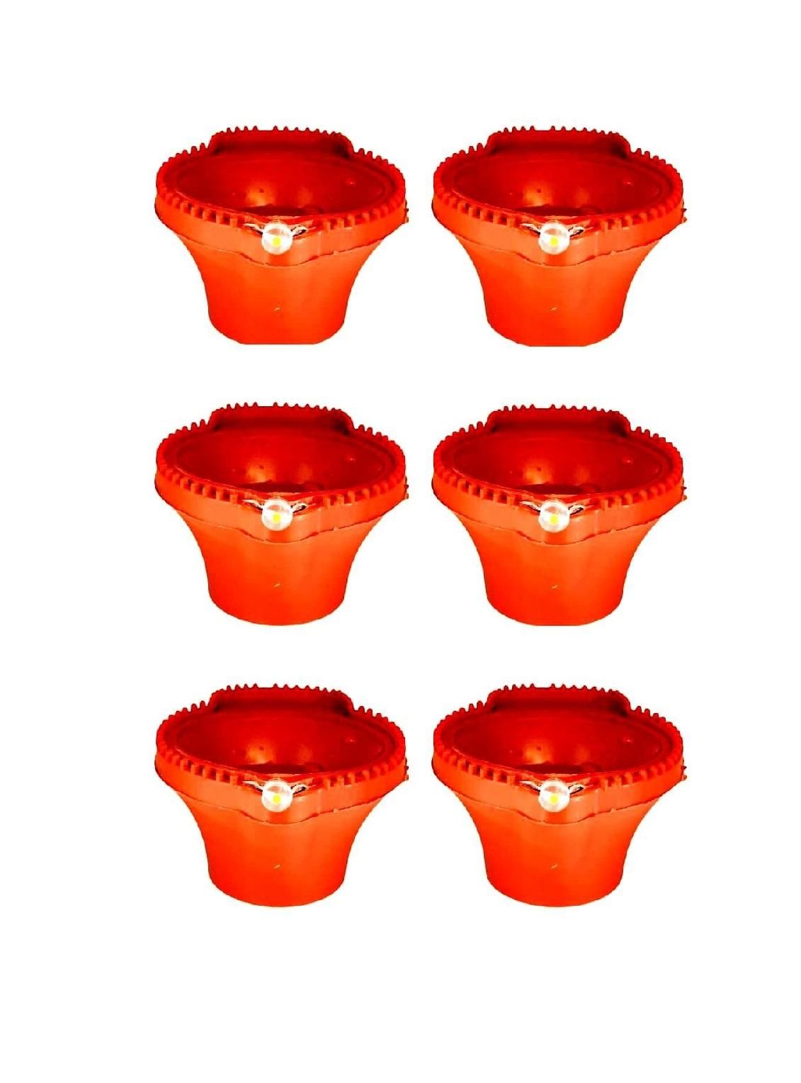 Water Sensor LED Diyas for Diwali - Flameless Plastic Diya with Ambient Lights (Pack of 6, 12, 18, 24)