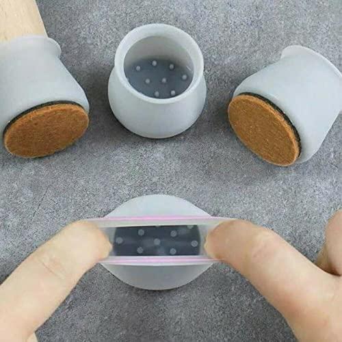Silicone Chair Leg Protectors with Felt for Hardwood Floors