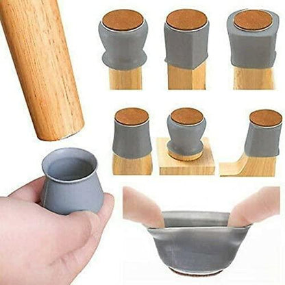 Silicone Chair Leg Protectors with Felt for Hardwood Floors