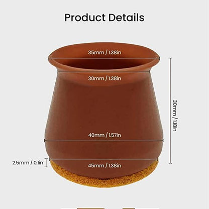 Silicone Chair Leg Protectors with Felt for Hardwood Floors