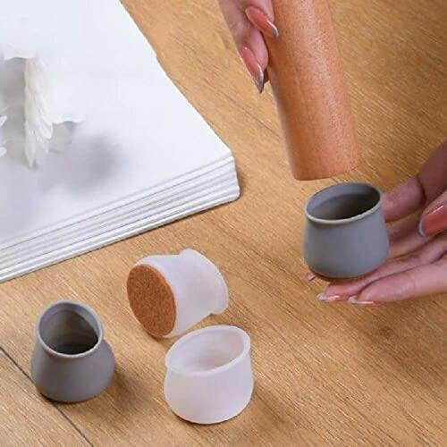 Silicone Chair Leg Protectors with Felt for Hardwood Floors