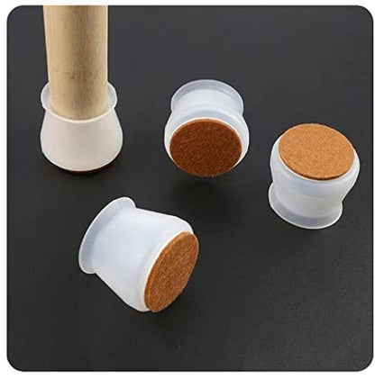 Silicone Chair Leg Protectors with Felt for Hardwood Floors